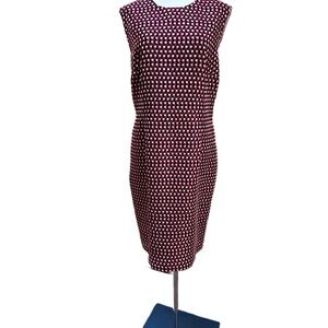 Escada Red,White, Black Sheath Midi Dress US Size 14 Excellent Condition
